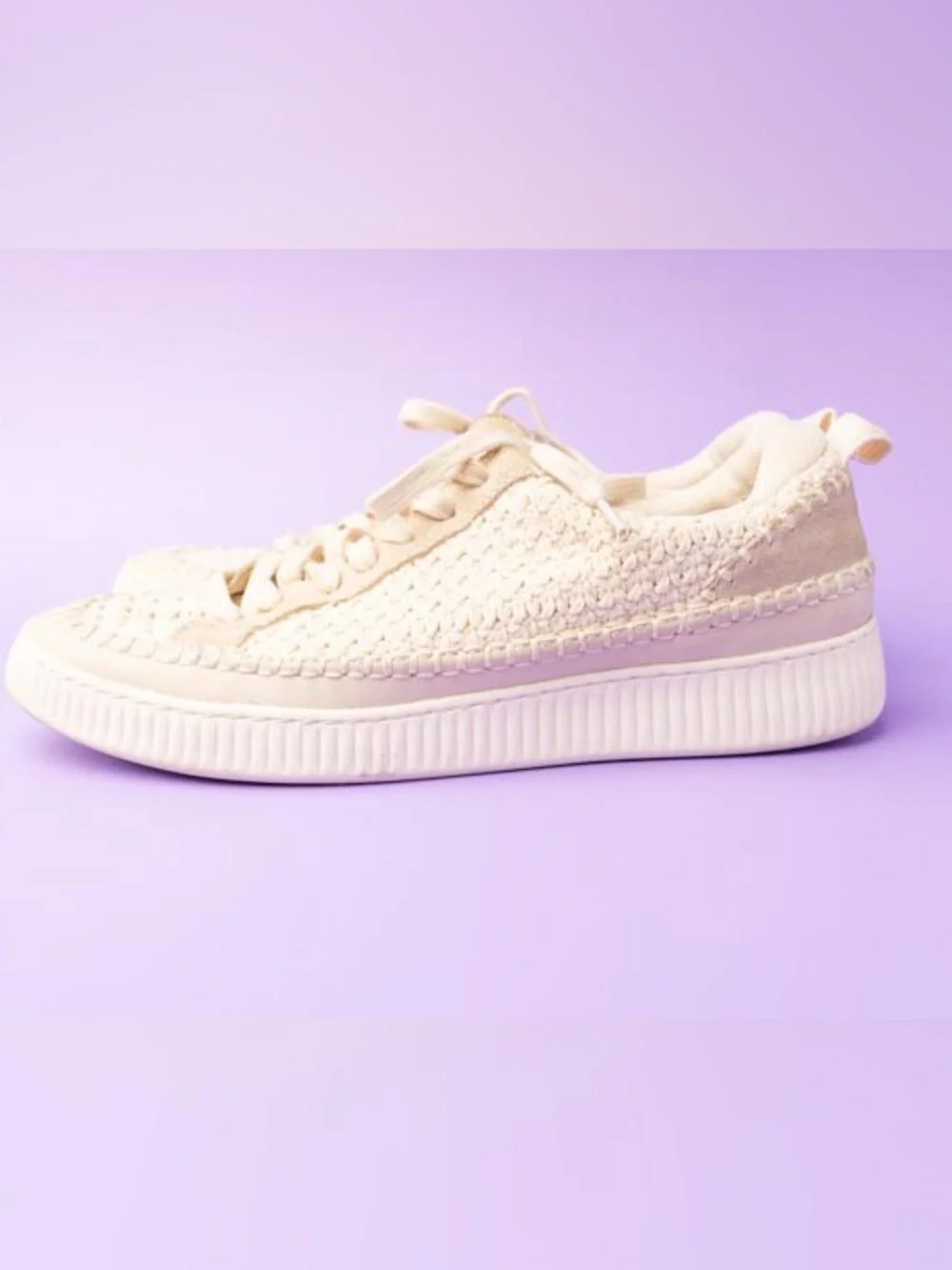 Dolce Vita Cream Woven Platform Sneakers - Picture 8 of 11